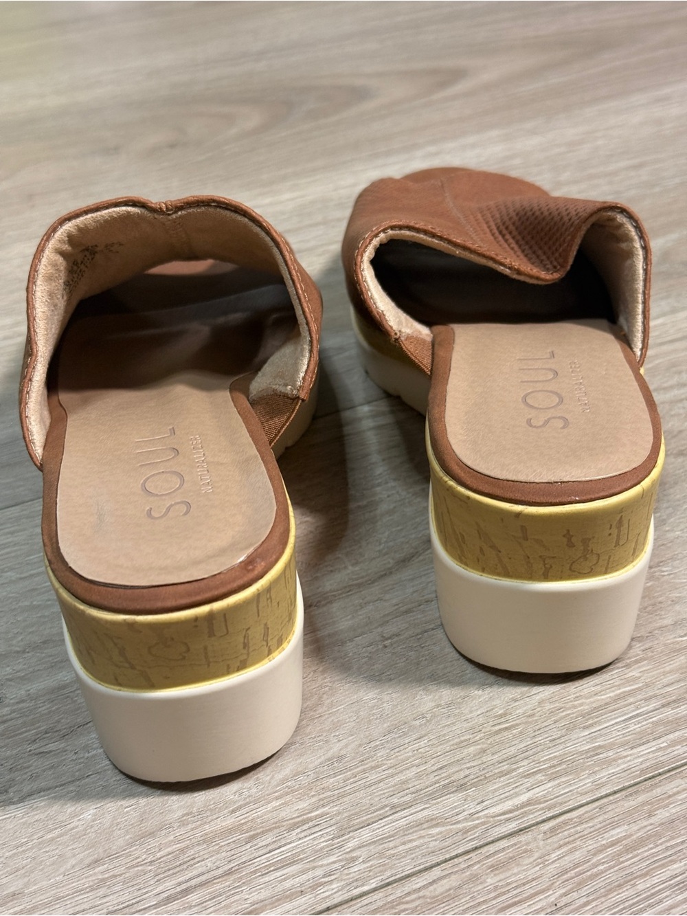 Soul Naturalizer Shoes Women Size 8.5M Brown Wedge Sandal Mules Peep Toe Slides - Picture 4 of 13